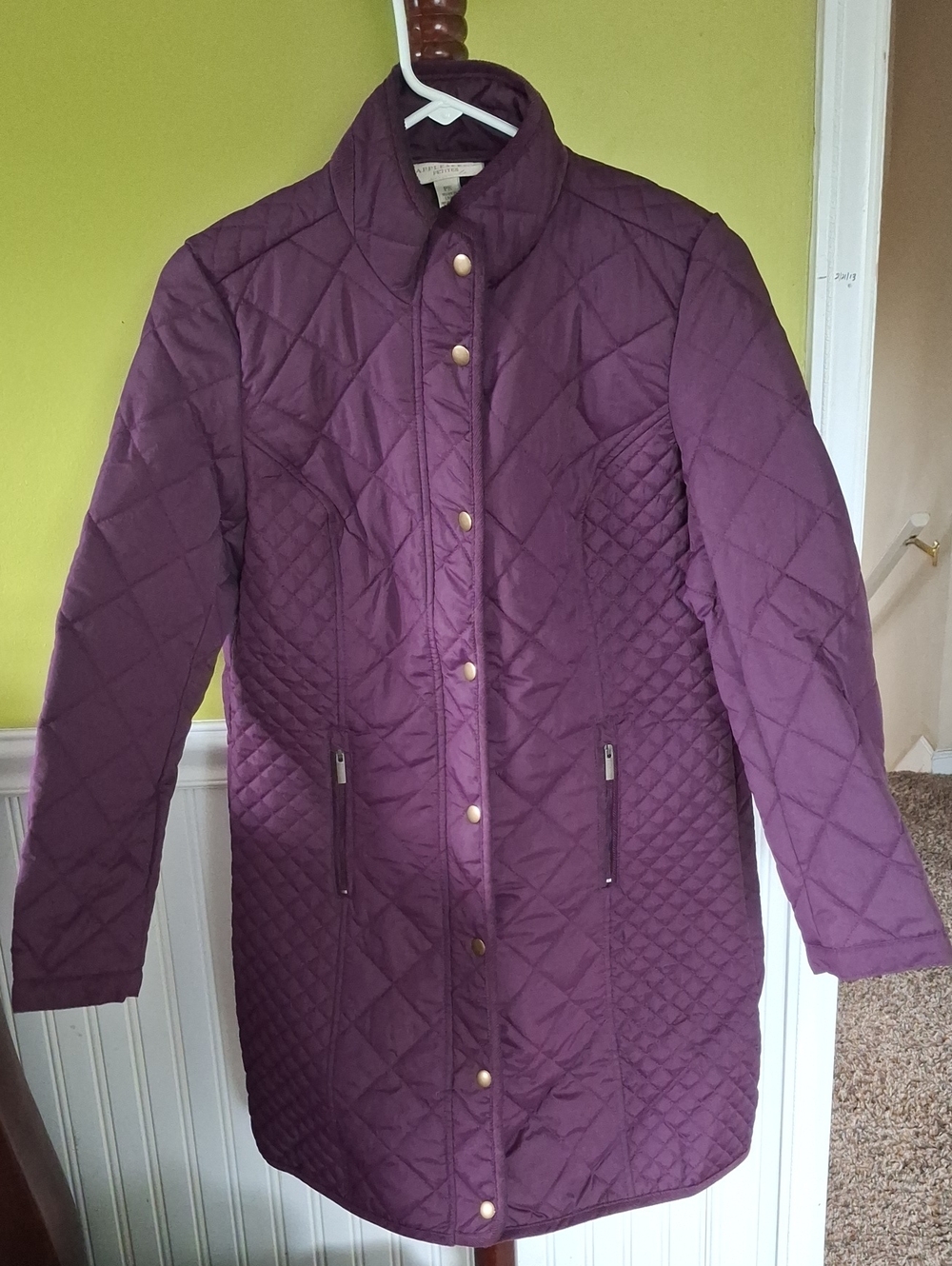 Appleseed's Quilted Long Puffer Coat - Purple SP